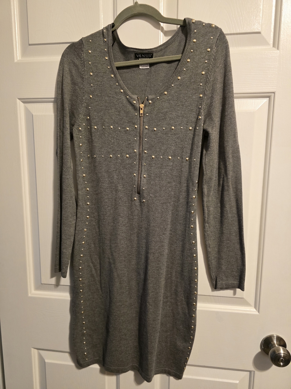 Venus Gray Studded Bodycon Dress Size 10